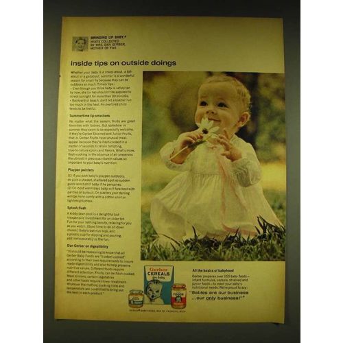 1964 Gerber Baby Food Ad - Inside tips on outside doings