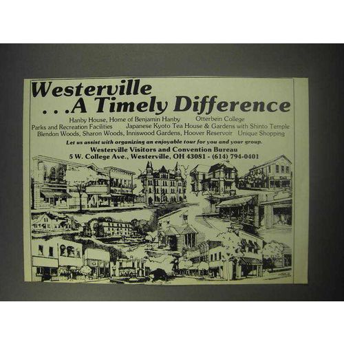 1990 Westerville Ohio Visitors and Convention Bureau Ad - A Timely Difference