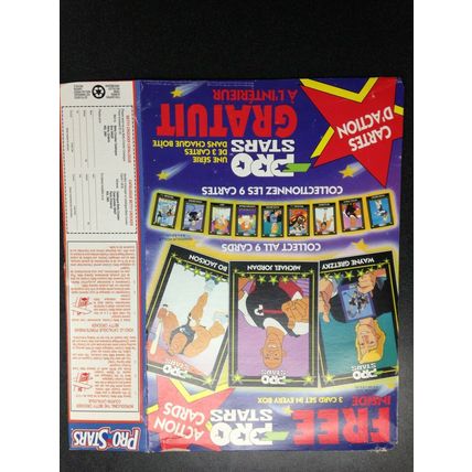 PRO STARS Cereal box back and side Wayne Gretzky Micheal Jordan Bo Jackson