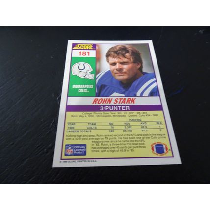 1990 Score Football Card # 181 Rohn Stark Excellent-Mint (6) Indianapolis Colts