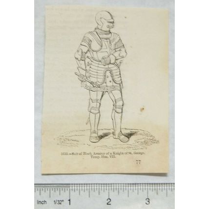 1860s engraving - Suit of Black Armour of a Knight of St. George, Henry VII