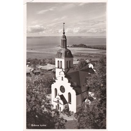 Granna Kyrka Church Sweden Aerial Vintage Rare Postcard