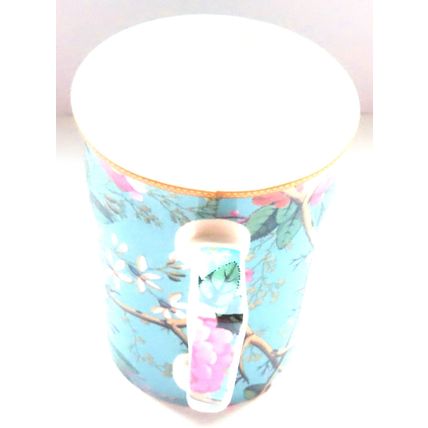 William Kilburn Mug Floral Design Fine China - Floral on a Blue Background