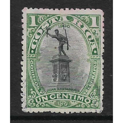COSTA RICA 1901 1c BLACK AND GREEN JUAN SATA MARIA SG 42 FINE USED#