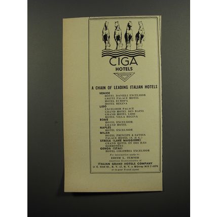 1953 Ciga Hotels Ad - A chain of leading Italian hotels
