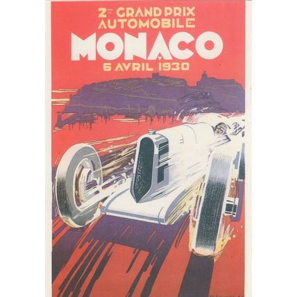 Monaco Grand Prix 1930 Car Race Grand Prix Poster Postcard
