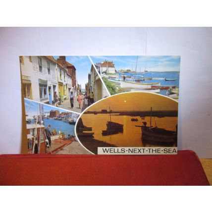 multiview, WELLS-NEXT-THE-SEA, NORFOLK. used postcard by J. Salmon 1981 pm =