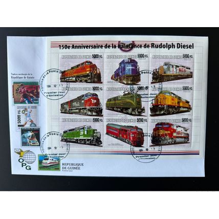 Guinée 2008 Mi. 6207-6215 FDC Surchargé Trains Locomotives Rudolph Diesel