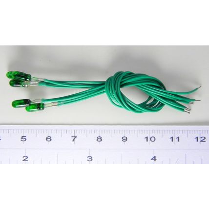 Ampoule - vert 12 volts - 65 ma 3 mm type grain de blé - lot de 5 Ampoule