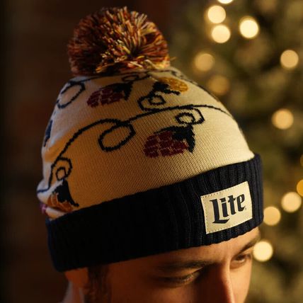 MILLER LITE HOLIDAY POM BEANIE-UNISEX-ONE SIZE FITS MOST-NEW-FAST SHIPPING