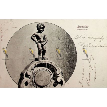 Bruxelles, Manneken Pis, Belgium, 36 E V a B Postcard, 1900s