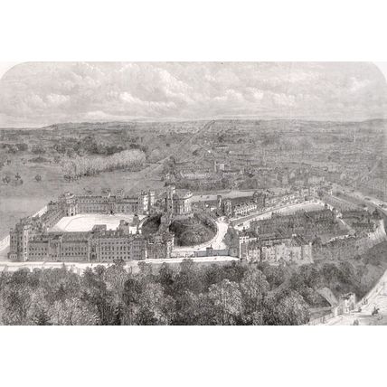 BIRDSEYE VIEW OF WINDSOR CASTLE 1863 Mason Jackson ENGRAVING