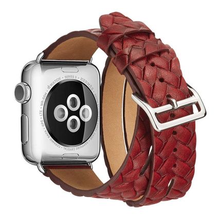 Top-grain Leather Embossed Crown Watchband, For Apple Watch Series 5 & 4 40mm /