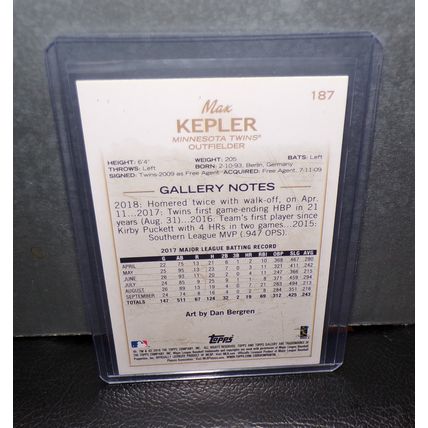 TOPPS GALLERY 2018 MAX KEPLER APPRENTICES CARD #187