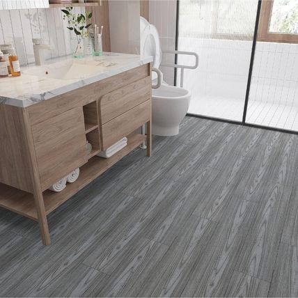 36 Pcs Grey Wood Effect Floor Self Adhesive Vinyl Tiles 90cm x 15cm Waterproof