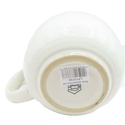 Mug Brown Cream & Grey Bands with Indented Lines 9 CM Glazed Hand Dipped Gift