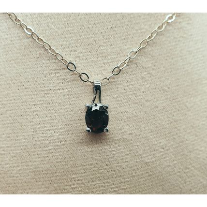 925 Sterling Silver Natural Almandine Garnet Gemstone Pendant Necklace with Box