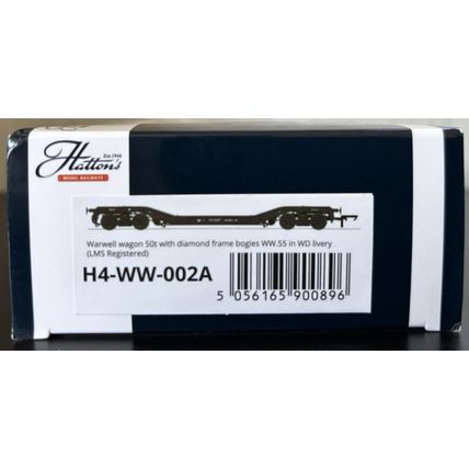 Hattons H4-WW-002A Warwell Wagon 50T Diamond Frame Bogies WW.55 WD Livery - BNIB