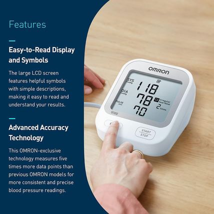OMRON Silver Upper Arm Blood Pressure Monitor - Clinically Validated Blood Press
