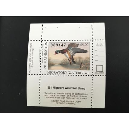 ICOLLECTZONE US 1991 Washington WA6 Booklet Pane Duck Stamp VF NH