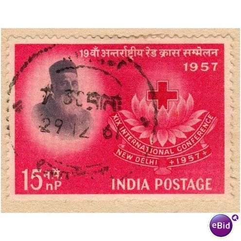 India 1957 - SG 388 - Henry Dunant and emblem 15np - used 3