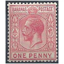 Bahamas 1921.SG116 1d Carmine Mounted Mint.