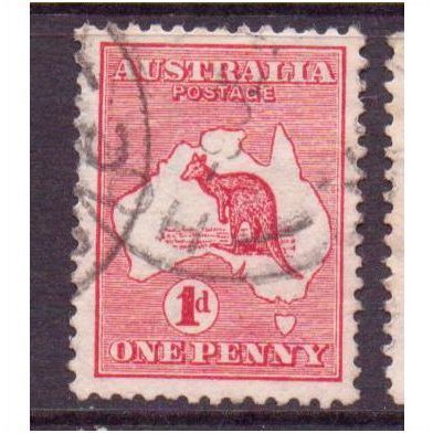 australia stamp kangaroo a sg2 1d scarlet used