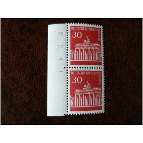 West Berlin Germany 1966 Brandenburg Gate pair mint stamps SGB283 sheet 8311