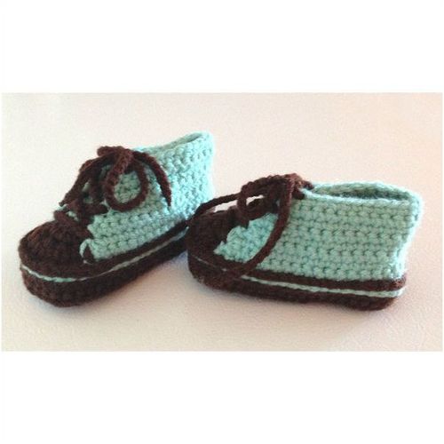 Baby booties #B005 crochet trainers tennis shoes unisex 3-9 months