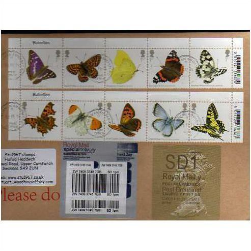 2013 (SE~TE SET)' BUTTERFLIES(10v) ' + SD1 (Y 4) WELSH TYPE2a ON COVER(EBID9174)