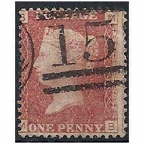 1858 SG43 1d Red Plate 202 Good/Fine Used Check Letters "MB".