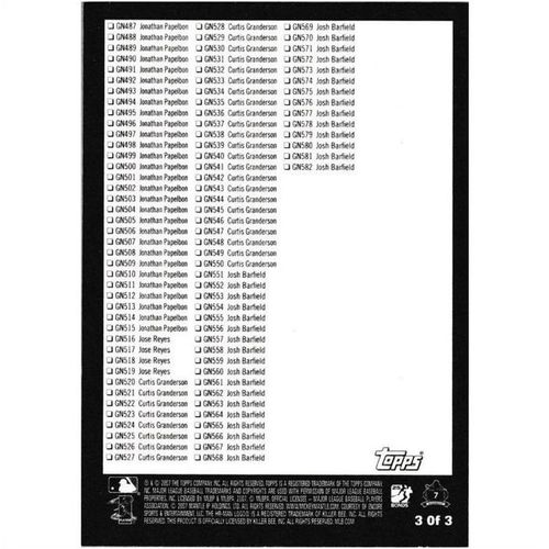 2007 Topps Update - #3 - Checklist 3 of 3 CL