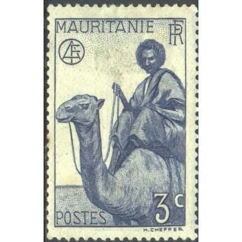 Mauritania 1938 - SG78 - 3c blue - Man on Camel - MH