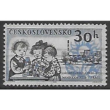 Mi 1362: 30 h.black/pale blue Social Facilities for Czech Workers.