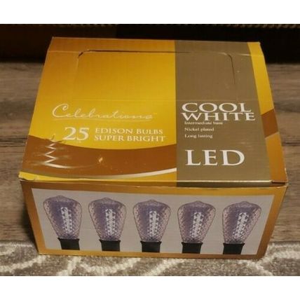 CELEBRATIONS REPLACEMENT VINTAGE STYLE EDISON LED 25 LIGHT BULBS~NEW~BRIGHT