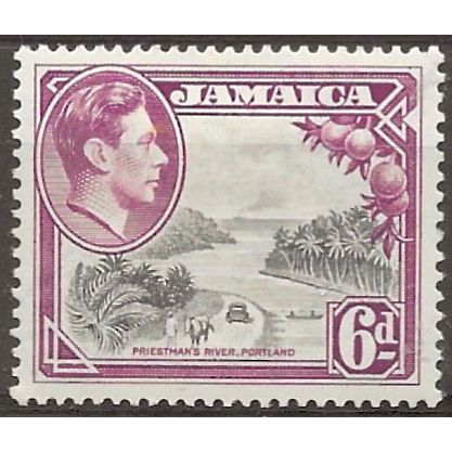 Jamaica 1938 SG128 6d Grey & Purple Mounted Mint .