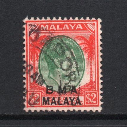 Malaya (BMA) - 1945-48 - $2 Green & Scarlet (Die I) (sg16) Used