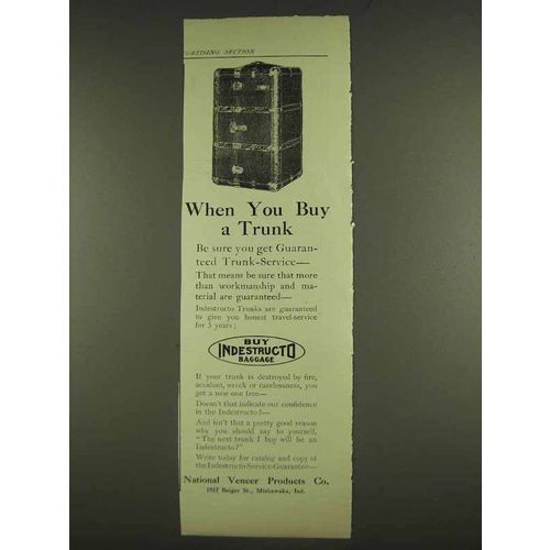 1913 National Veneer Products Indestructo Trunk Ad