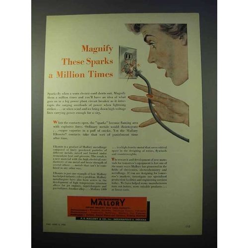 1953 Mallory Electronics Ad - Magnify These Sparks