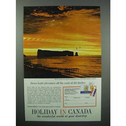 1964 Canada Tourism Ad - Perce Rock Quebec