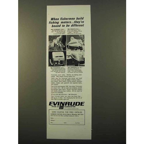 1966 Evinrude Motor Ad - Stowaway, Angler, Fisherman