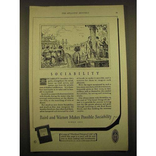 1924 Baird and Warner Ad - Sociability