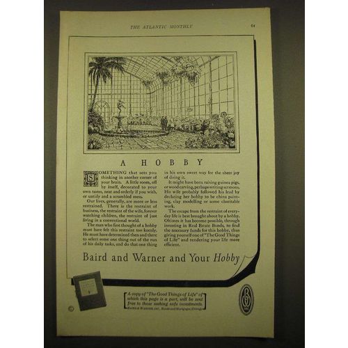 1924 Baird and Warner Ad - A Hobby