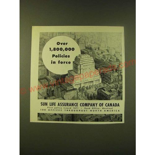1951 Sun Life Assurance Company of Canada Ad - Over 1,800,000 Policies in Force