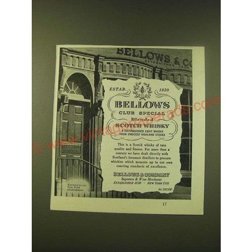 1951 Bellows Scotch Whisky Ad - Bellows Club Special Blended Scotch Whisky