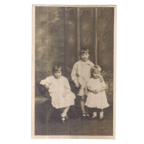 Three young children .unused vintage postcard real photo =