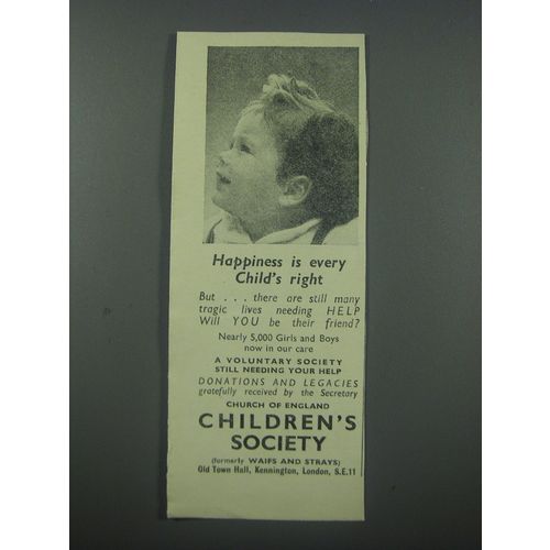 1954 Church of England Children's Society Ad - Happiness is every child's right