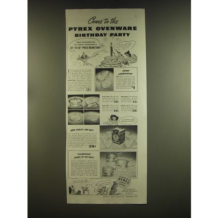 1939 Pyrex Advertisement - Ovenware, Utility Cup Set and Flameware
