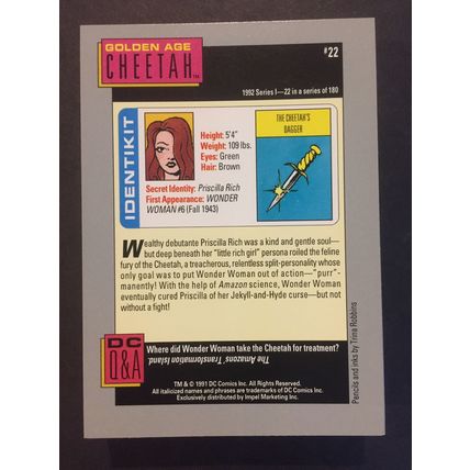 DC Cosmic Cards trading card #22-Golden Age Cheetah, excellent condition!