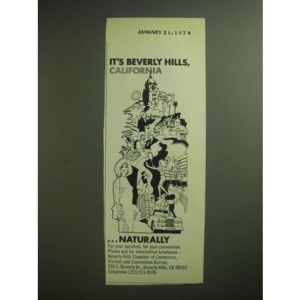 1974 Beverly Hills, California Chamber of Commerce Advertisement